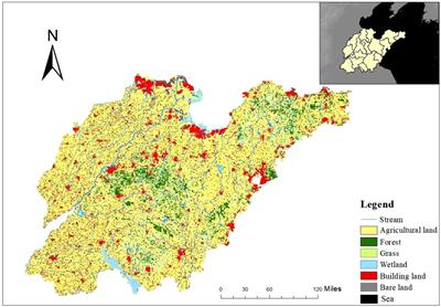 Spatial and temporal distribution characteristics and prediction analysis of nitrogen and phosphorus surface source pollution in Shandong Province under the climate and land use changes